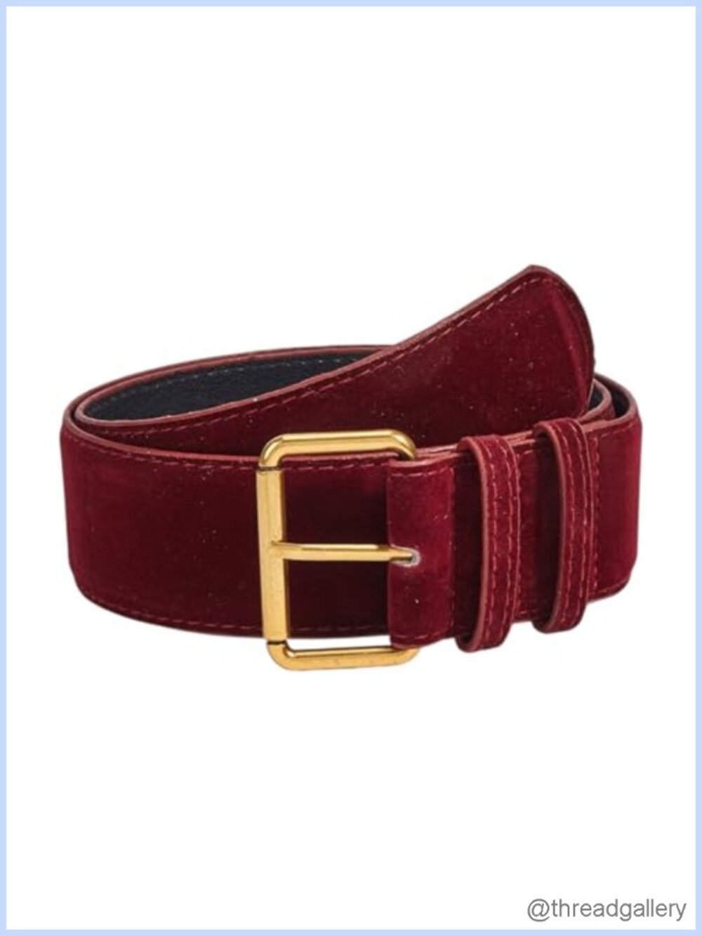 Vintage Faux Leather Velvet Belt 4.8CM Wide Gold Buckle for Dresses Jeans